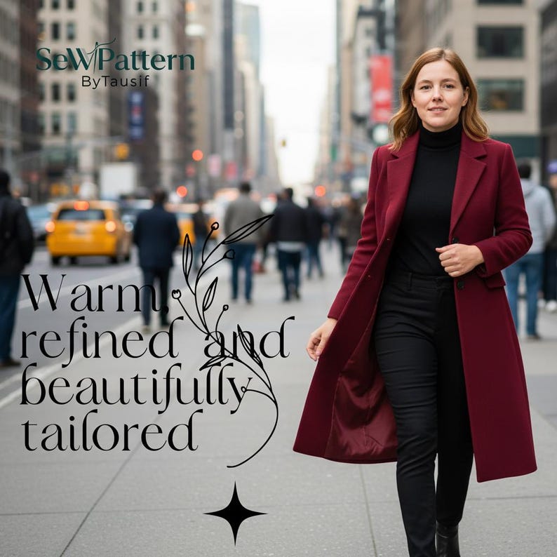 Winter Coat Sewing Pattern for Women PDF | Long Trench & Tailored ...