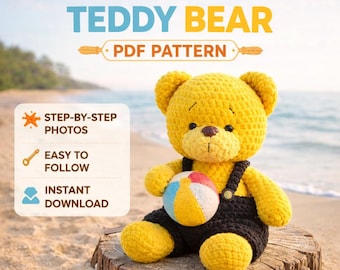 Crochet Teddy Bear Pattern | Amigurumi Plush Toy PDF (Beginner Friendly)