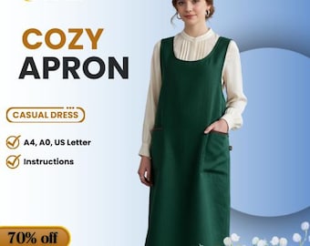 Cross-Back Apron Pattern PDF | Pinafore apron  | Uni Sex apron, Linen apron | Digital Download | Artist & Kitchen apron