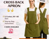 Cross-Back Apron Sewing Pattern PDF • Easy Beginner Apron • Japanese Apron• Artist & Kitchen Apron • Digital Download • Pinafore apron