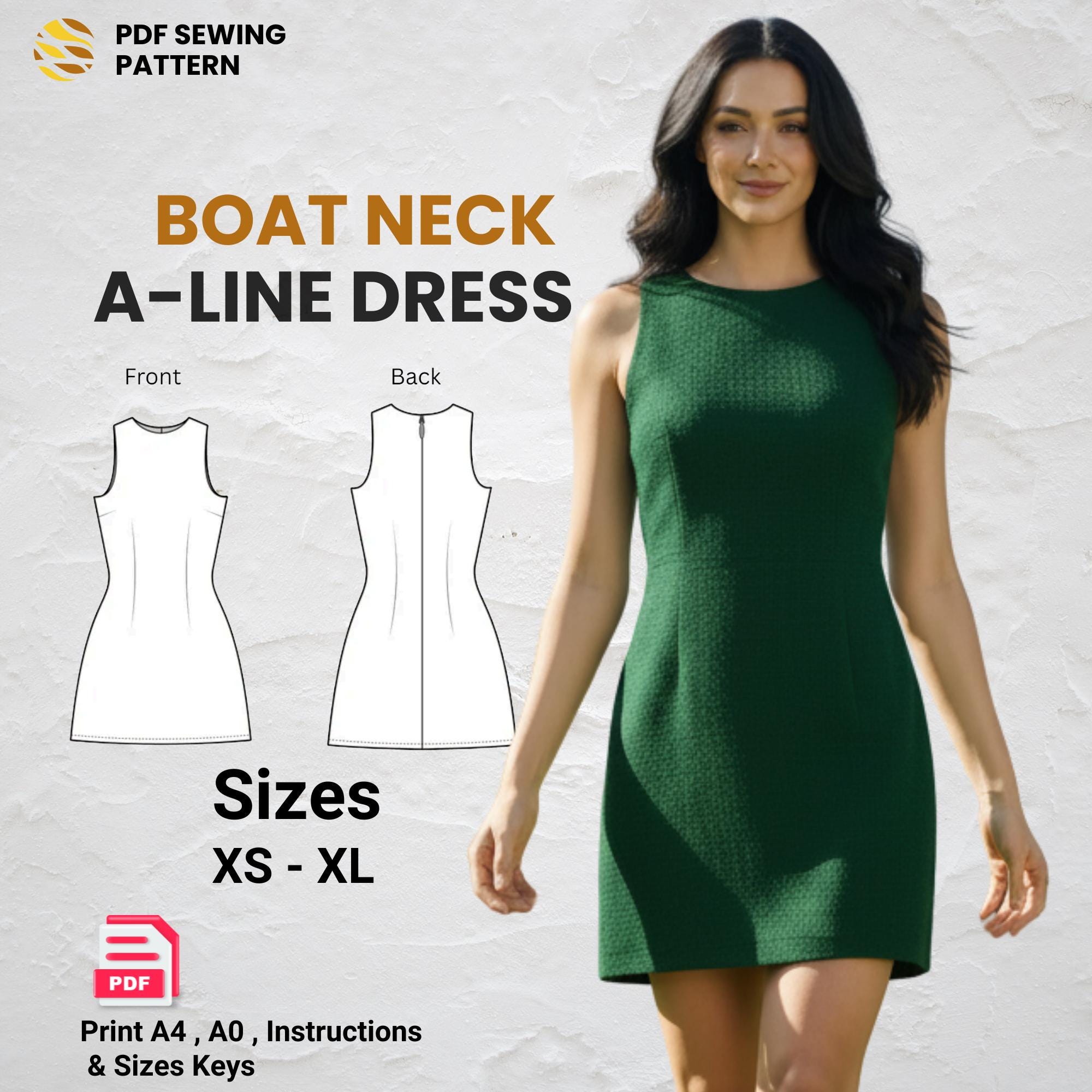 sleeveless a line dress pattern A-Line Sleeveless Dress Sewing Pattern