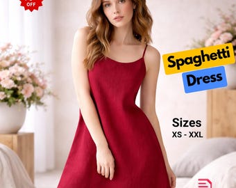 Spaghetti Strap Dress Sewing Pattern, V Neck Summer Dress PDF, Cami Dress Pattern, Sleeveless Slip Dress, Lightweight Woven Dress