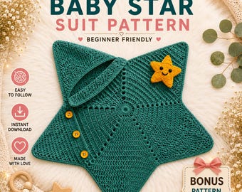 Crochet Baby Star Suit Pattern PDF | Crochet Star Baby Lovey Pattern | Baby Crochet Blanket | Kawaii New Baby Gift | Instant Download