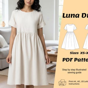 a line dress pattern with short sleeves Signature Dress Sewing Pattern