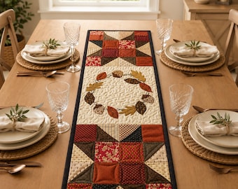 Quilt Autumn Fall Table Runner Pattern PDF | Thanksgiving Table Runner | Farmhouse Quilt Decor | Applique Quilt | Instant Download