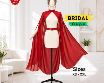 Bridal Cape Dress Sewing Pattern PDF | Wedding Capelet Dress | Chiffon Cape Dress DIY | Elegant Festival Outfit | Instant Download