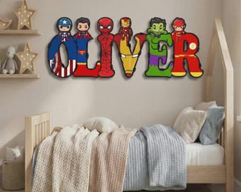 Custom Superhero Name Sign, Superhero Name Sign, Custom Wall Letters, Nursery & Bedroom Wall Decor