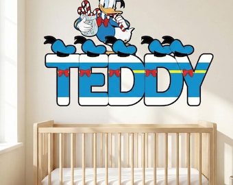 Disney Personalized Name Sign for Kids Room, Donald Nursery Wall Decor, Custom Name Sign
