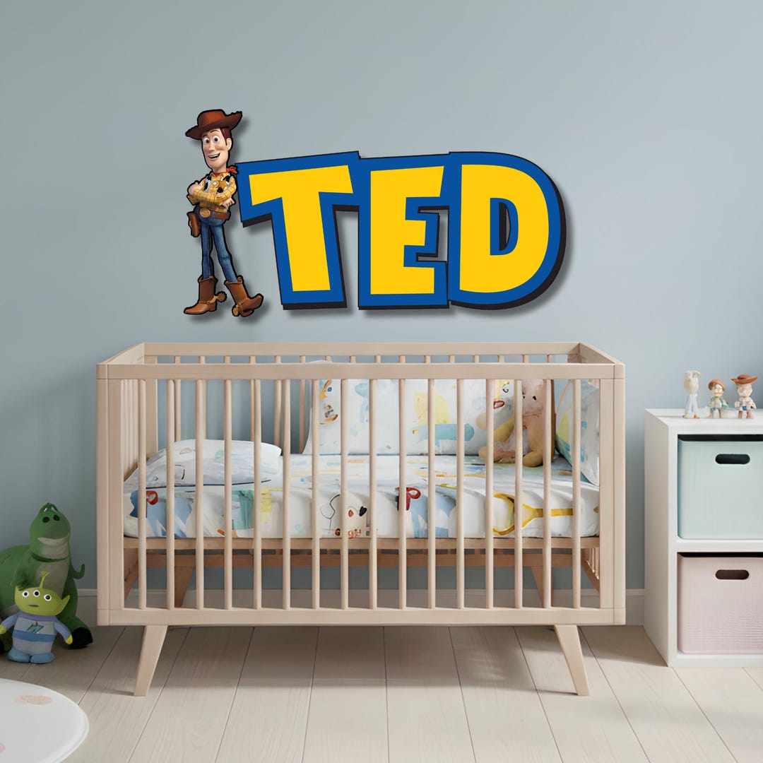 Toy Story Inspired Name Sign, Woody Wall Decor, Personalized Kids Room ...