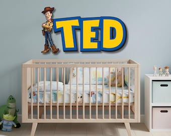 Toy Story Inspired Name Sign, Woody Wall Decor, Personalized Kids Room Letters, 3D MDF Nursery Wall Art, Custom Boy Room Decor