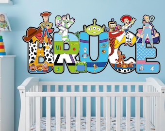 Toy Story Themed Letter Name Sign, Personalized Kids Room Decor, Custom Wooden Nursery Wall Art, Character Style Name Plaque