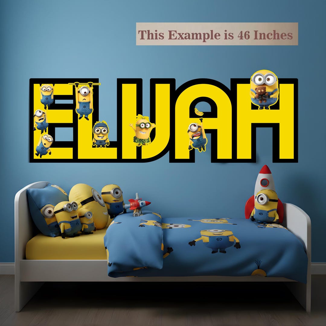 Minions Name Sign, Custom Minion Wall Decor, Personalized Kids Room ...