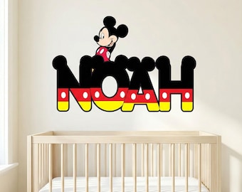 Disney Personalized Name Sign for Kids Room, Mickey Mouse Nursery Wall Decor, Custom Name Sign