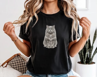 Camiseta con la cara del gato gruñón / Camiseta con estampado de gato gruñón