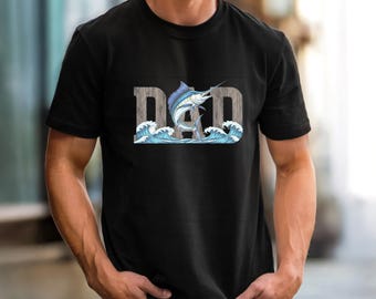 Camiseta de pesca para papá / Camiseta con estampado de marlín, camiseta para la familia de pescadores
