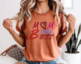 Camiseta "Mamá, Esposa, Jefa" / Camiseta divertida para mamás, Top sarcástico sobre la vida de mamá