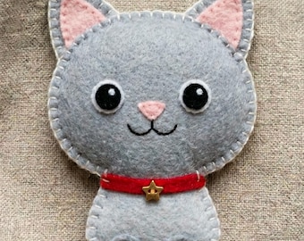 Felt Cat Ornament Sewing Pattern PDF, Cat Christmas Ornament Pattern, DIY Felt Cat Decoration, Printable Sewing Template, Felt Handmade Gift