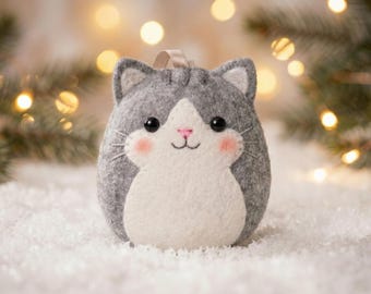 Felt Baby Cat Sewing Pattern PDF, Easy Beginner Kitten Ornament DIY, Cute Animal Felt Craft, Nursery Decor, Kids Sewing Project