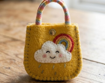 Felt Mini Tote Bag Sewing Pattern, felt gift, Bag Charm, Beginner DIY Project, felt ornament pattern, craft fair project
