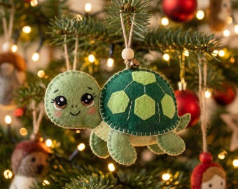 Felt Turtle Sewing Pattern, Sea Turtle Plushie, Kids Sewing Project, Ornament, DIY Toy, Nursery Decor, Beginner Friendly, Felt Charm