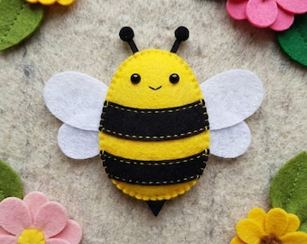 Felt Bumblebee Sewing Pattern, Beginner Hand Stitch Tutorial (PDF Download)