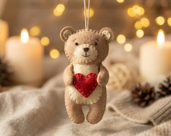 Felt Teddy Bear Sewing Pattern, DIY Plush Toy Craft, PDF Digital Download