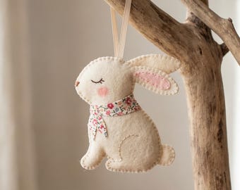 Felt Rabbit Sewing Pattern PDF, Bunny Ornament DIY, Beginner Animal Tutorial, Easy Stitching Pattern, Easter Decor