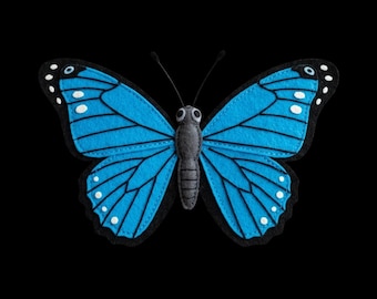 Felt Morpho Butterfly Sewing Pattern PDF, DIY Butterfly Ornament, Beginner Hand Sewing Tutorial
