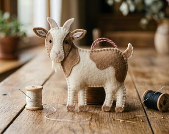 Felt Goat Sewing Pattern, Farm Animal Felt Decoration, Baby Mobile, Christmas Decor, Felt Ornament Pattern, Woodland Animal Pattern