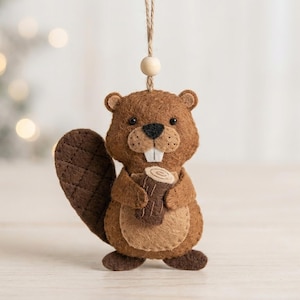 Felt Beaver Sewing Pattern PDF, Woodland Animal Felt Pattern, DIY Beaver Ornament, Beginner Hand Sewing Tutorial