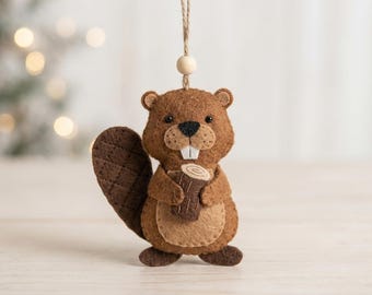 Felt Beaver Sewing Pattern, Woodland Animal Ornament, Beginner Handcraft Tutorial (PDF)