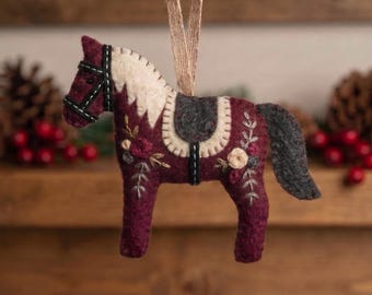 Felt Horse Sewing Pattern PDF, Pony Ornament DIY, Beginner Friendly