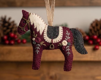 Felt Horse Sewing Pattern PDF, Pony Ornament DIY, Beginner Friendly