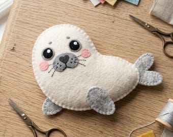 Felt Baby Seal Sewing Pattern PDF, Felt Animal Pattern, Seal Plush Sewing Template, DIY Felt Plushie, Ocean Nursery Decor, Arctic Animals