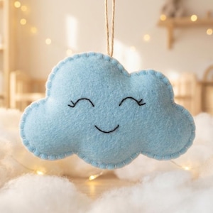 Modello di cucito per nuvola in feltro, mobile fai da te per neonati, modello PDF digitale, decorazioni per la cameretta dei bambini cucite a mano, tutorial per appendere decorazioni da parete a tema meteo