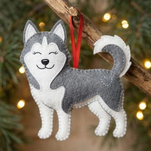 Filtmönster för Siberian Husky i PDF-format, filtmönster för hund, valpdekoration DIY, nybörjarvänligt