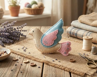 Felt Dove Sewing Pattern PDF, Dove Plush Pattern, Felt Ornament Pattern, DIY Felt Craft, Printable Sewing Template, Felt Animal Pattern
