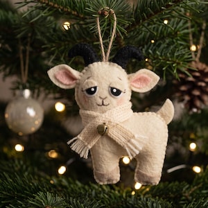 Felt Goat Ornament Sewing Pattern, Winter Goat DIY, Farm Animal Pattern, PDF Download