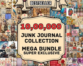 ULTIMATE 1000000 Junk Journal Bundle | ephemera labels, tags | Vintage journals, steampunk, clipart | Junk Journal Bundle digital download