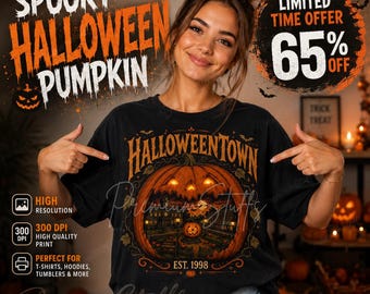 Vintage Halloween PNG, Retro Pumpkin Sublimation Design, Spooky Hollow Jack O Lantern Clipart, Halloween Tumbler Shirt Mug PNG Bundle
