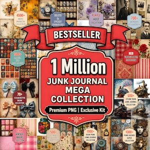 1 Million+ Junk Journal Bundle Printable | Mega Vintage Ephemera Kit | Scrapbook Supplies Digital Download | Ultimate Junk Journal Kit PNG