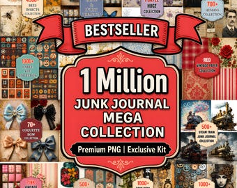 1 Million+ Junk Journal Bundle Printable | Mega Vintage Ephemera Kit | Scrapbook Supplies Digital Download | Ultimate Junk Journal Kit PNG