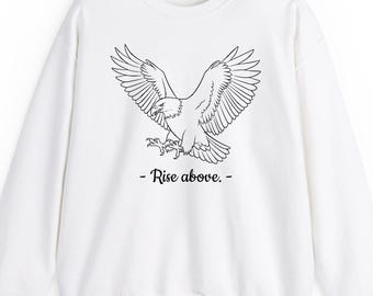 Eagle sweatshirt hoodie t-shirt: Rise Above Retro Varsity Minimalist Nature Bird Graphic Apparel Outfit