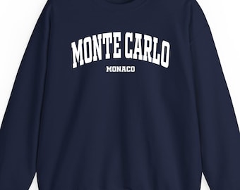 Sudadera con capucha y camiseta de Montecarlo Mónaco: un recuerdo de viaje de lujo en el Mediterráneo, regalo de la Riviera Francesa.