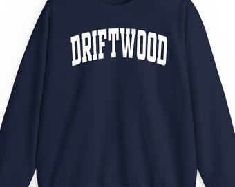 Driftwood sweatshirt hoodie t-shirt: Coastal Nature Gift Retro Varsity Minimalist Beach Ocean Apparel Outfit