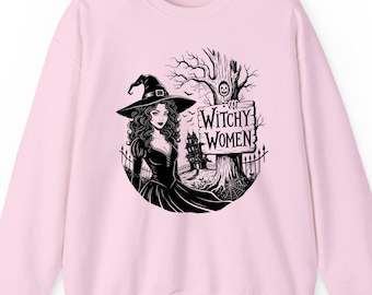 Witchy women sweatshirt hoodie t-shirt: Halloween Spooky Gift Retro Gothic Minimalist Mystical Graphic Apparel