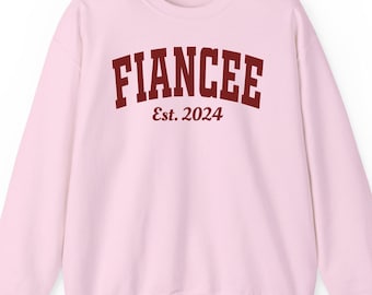 Fiancee sweatshirt hoodie and t-shirt: Personalized Engagement Gift Retro Varsity Minimalist Graphic Apparel