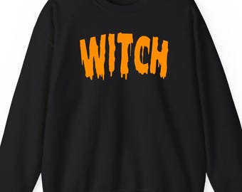 Witch sweatshirt hoodie and t-shirt: Halloween Spooky Gift Retro Gothic Minimalist Horror Graphic Apparel