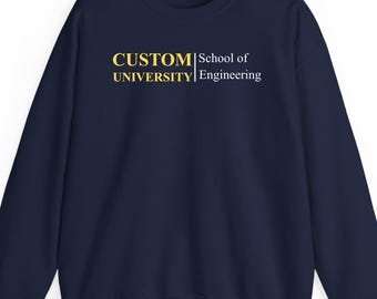 Felpa con cappuccio e maglietta personalizzate della Facoltà di Ingegneria dell'Università: regalo personalizzato per studenti universitari