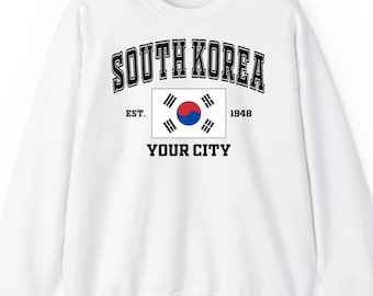 South Korea Flag Your City sweatshirt hoodie t-shirt: Custom Seoul Travel Gift, Korean Apparel